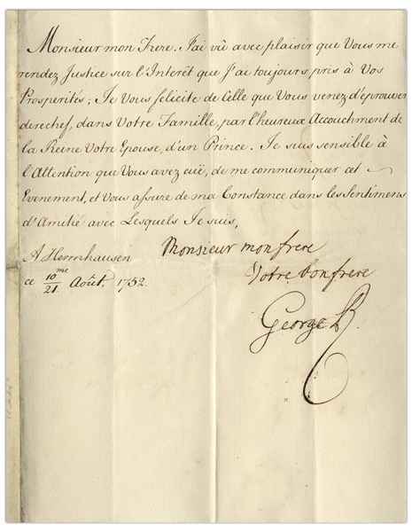 lot-detail-george-ii-letter-signed-as-king-sending-congratulations-to-the-king-of-the-two